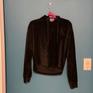Cropped Calvin Klein Velour Hoodie